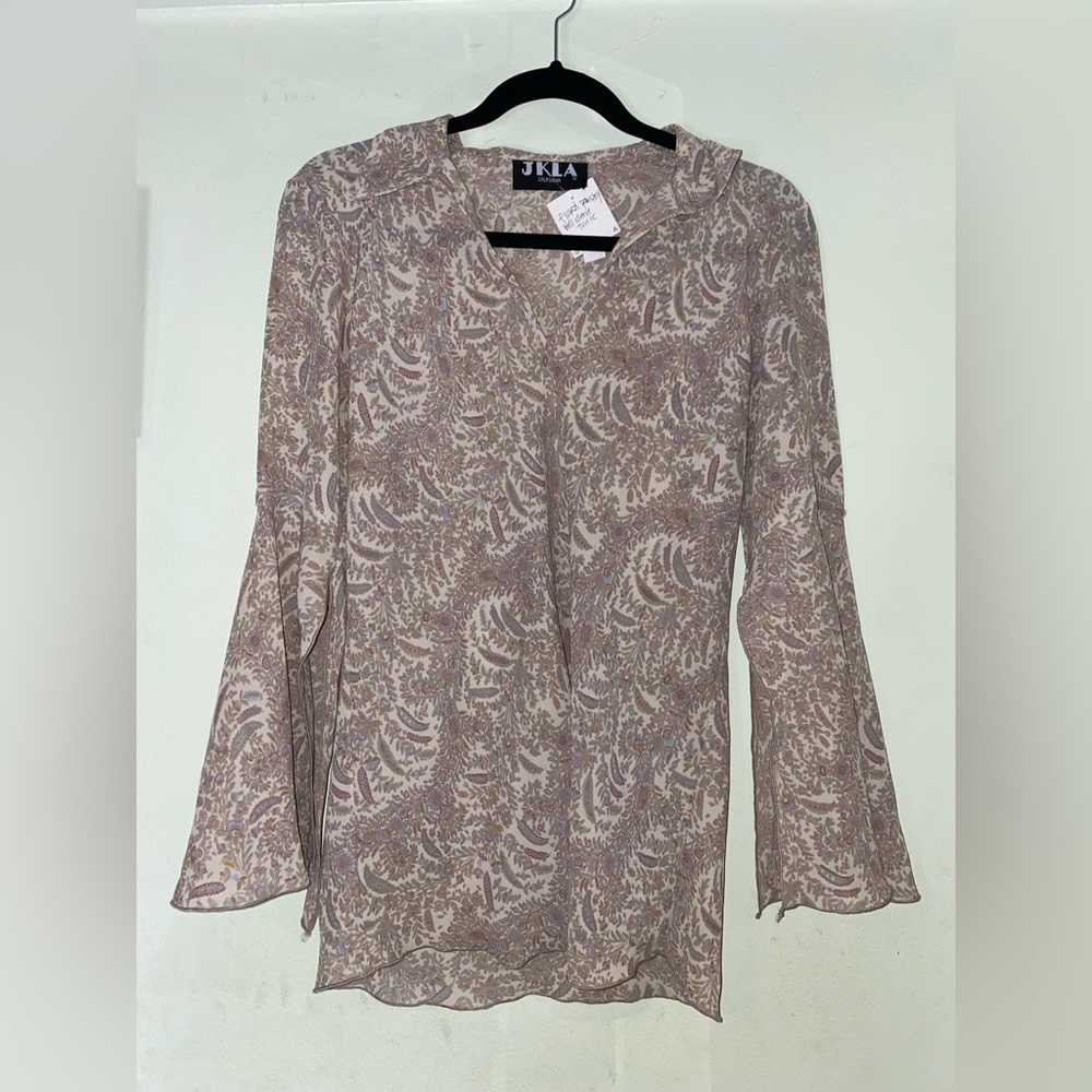 Vintage JKLA Floral Paisley Bell Sleeve Tunic US6